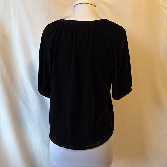 Old Navy Women's XS Whimsigoth Black Velvet Shirred V Neck Relaxed Blouse Witchy - Picture 3 of 9